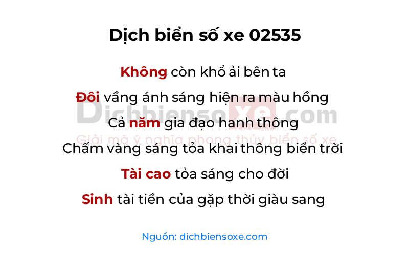 Dịch thơ biển số 02535