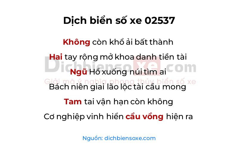 Dịch thơ biển số 02537