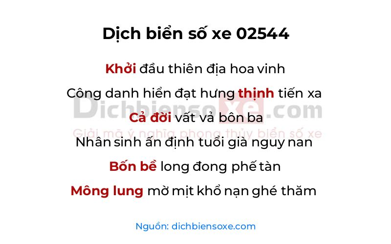 Dịch thơ biển số 02544