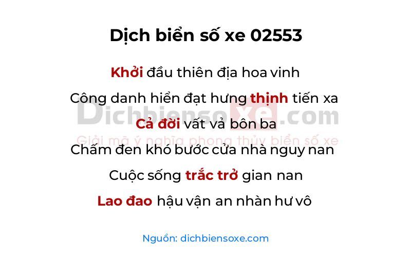 Dịch thơ biển số 02553