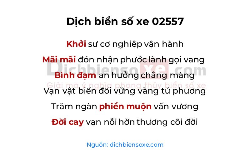 Dịch thơ biển số 02557