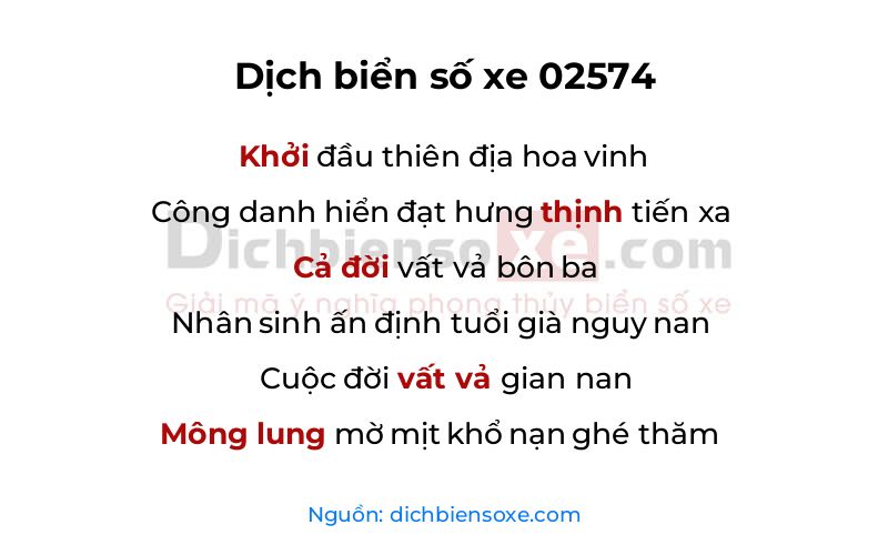 Dịch thơ biển số 02574