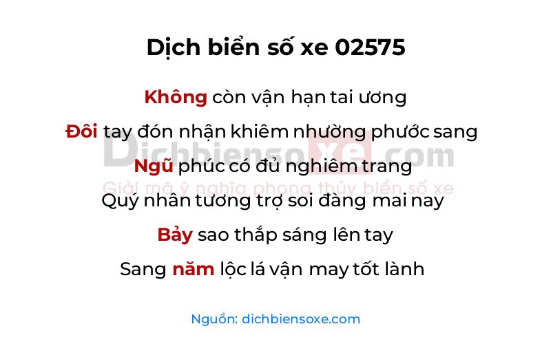 Dịch thơ biển số 02575