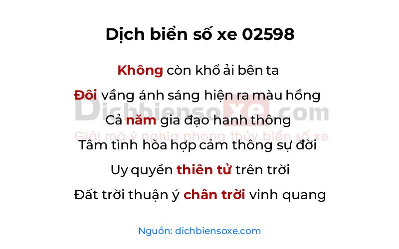 Dịch thơ biển số 02598