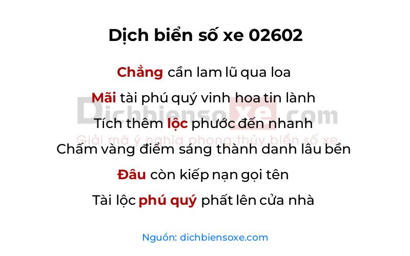 Dịch thơ biển số 02602