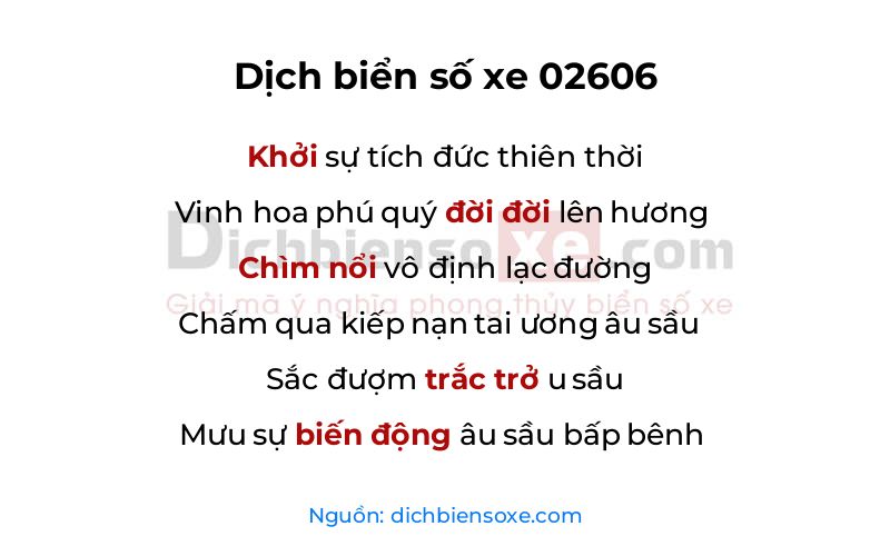 Dịch thơ biển số 02606