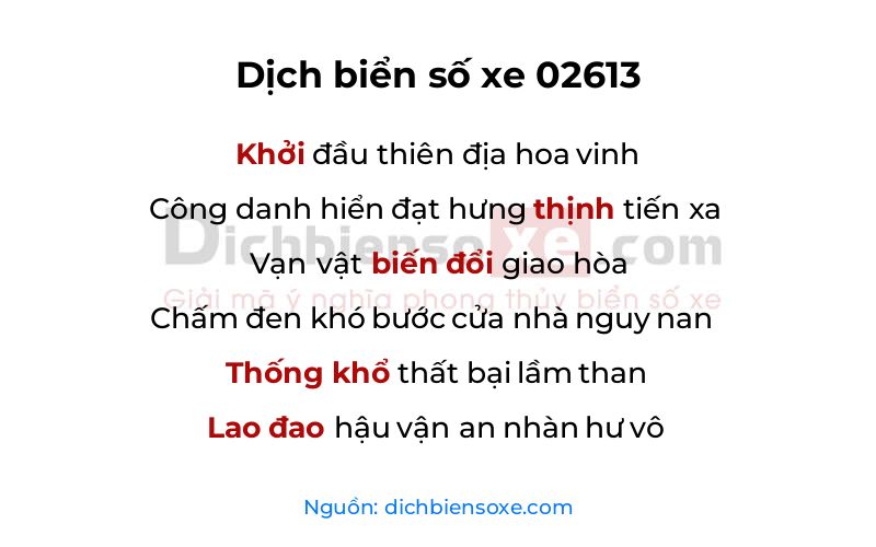 Dịch thơ biển số 02613