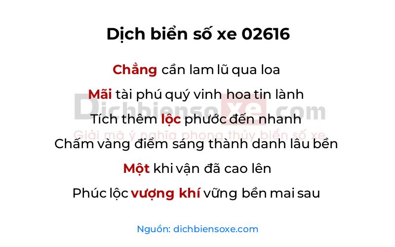 Dịch thơ biển số 02616