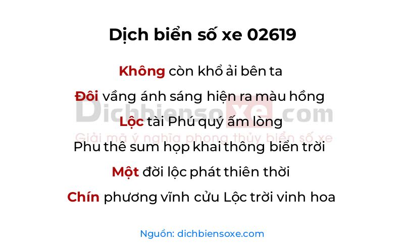 Dịch thơ biển số 02619