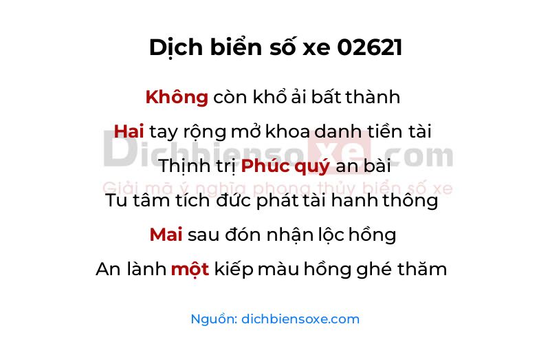 Dịch thơ biển số 02621