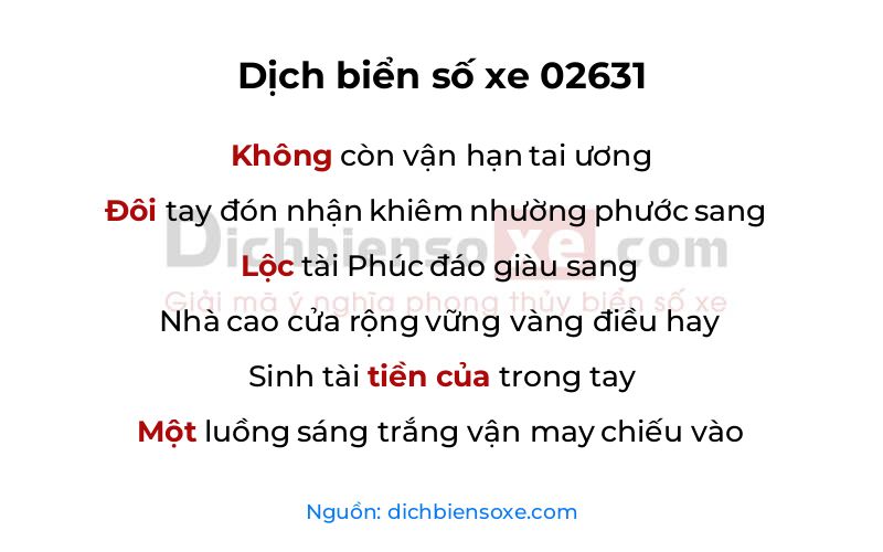 Dịch thơ biển số 02631