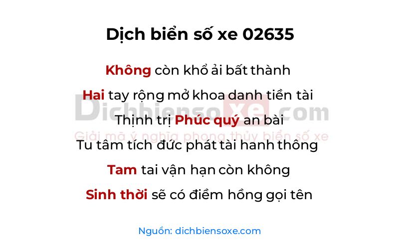 Dịch thơ biển số 02635