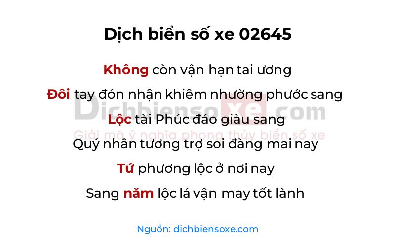 Dịch thơ biển số 02645