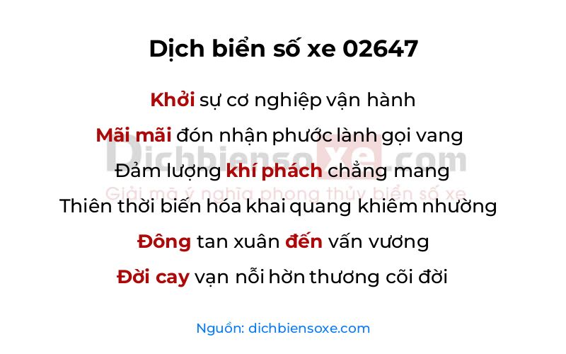 Dịch thơ biển số 02647