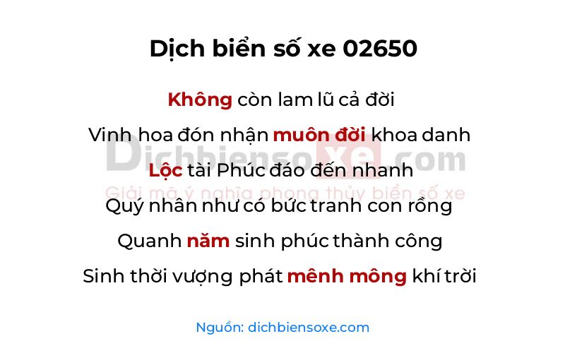 Dịch thơ biển số 02650