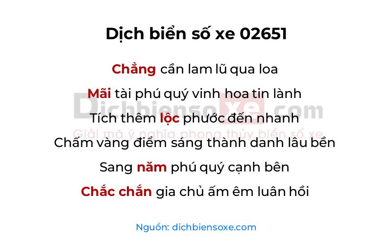 Dịch thơ biển số 02651