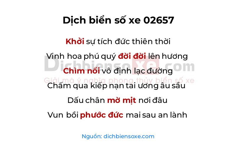 Dịch thơ biển số 02657