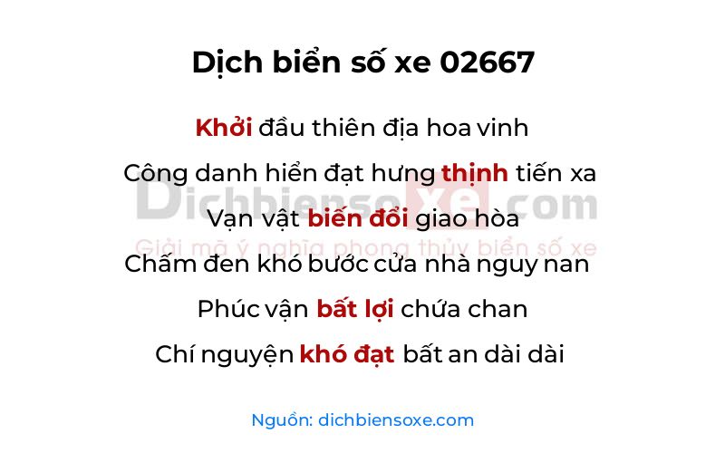 Dịch thơ biển số 02667