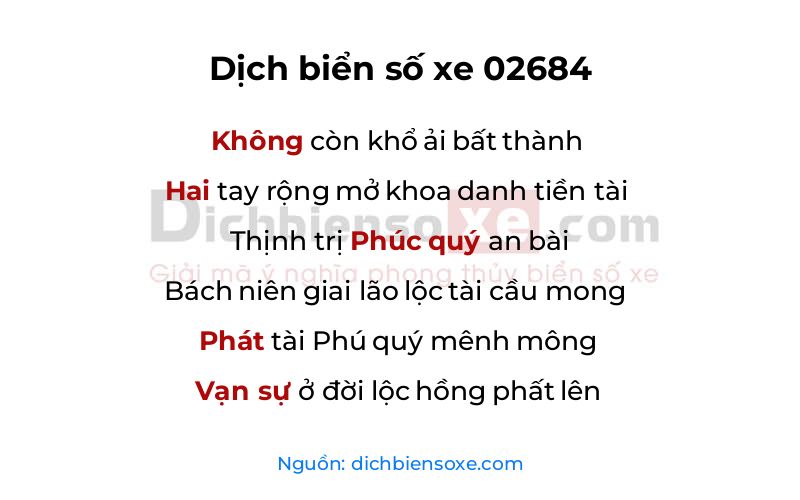 Dịch thơ biển số 02684