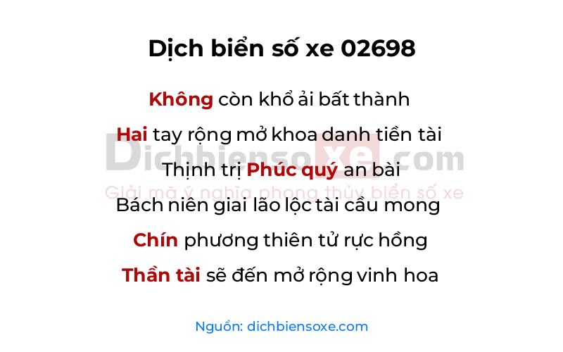 Dịch thơ biển số 02698