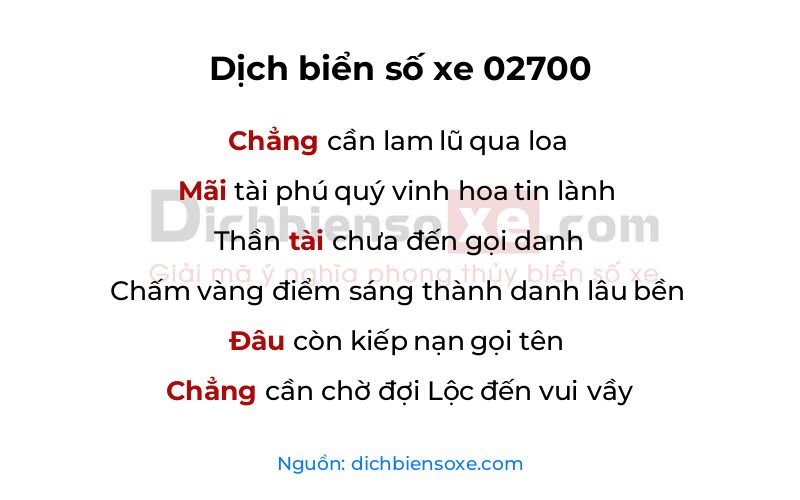 Dịch thơ biển số 02700