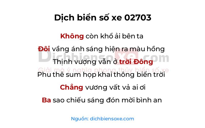 Dịch thơ biển số 02703