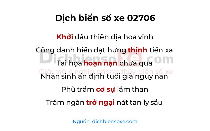 Dịch thơ biển số 02706