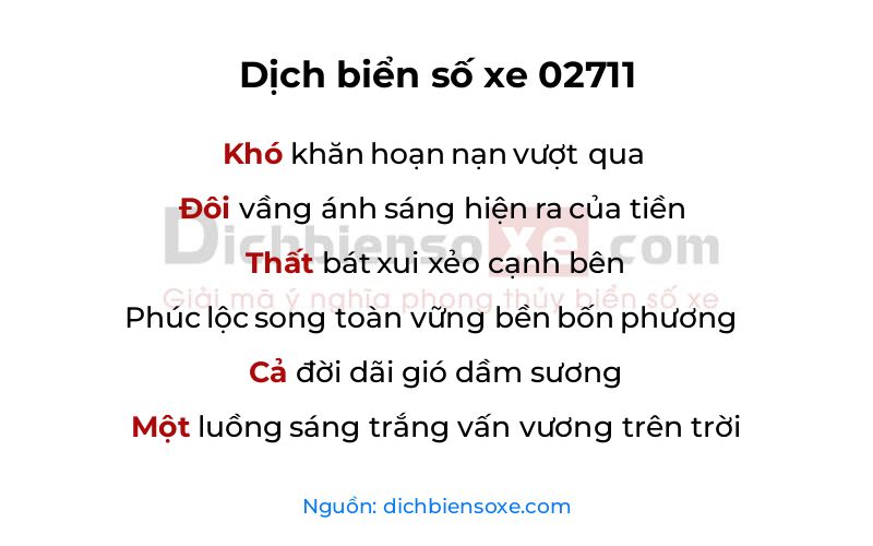 Dịch thơ biển số 02711