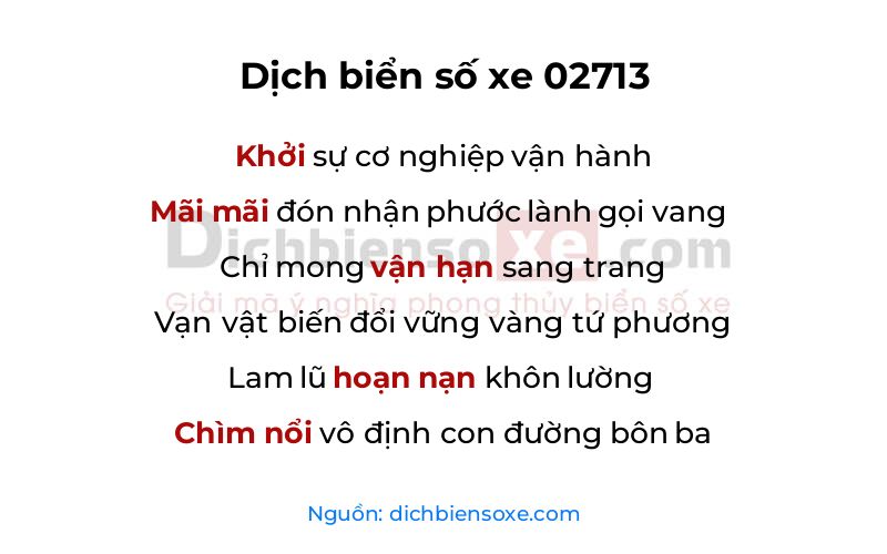 Dịch thơ biển số 02713