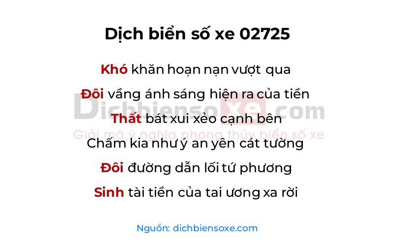 Dịch thơ biển số 02725