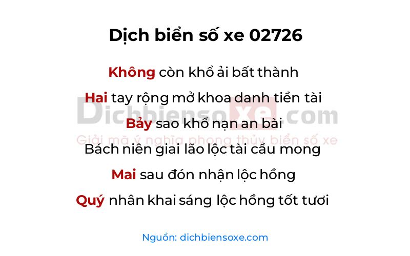 Dịch thơ biển số 02726