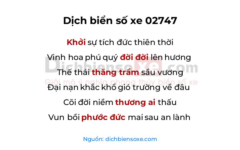 Dịch thơ biển số 02747