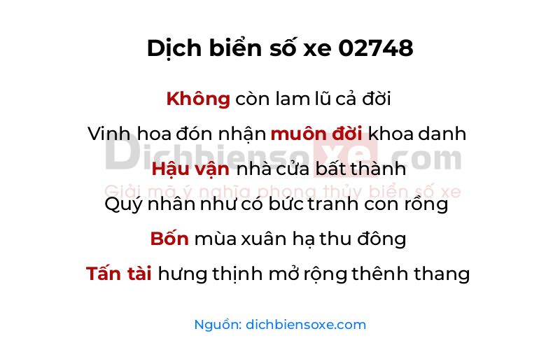 Dịch thơ biển số 02748