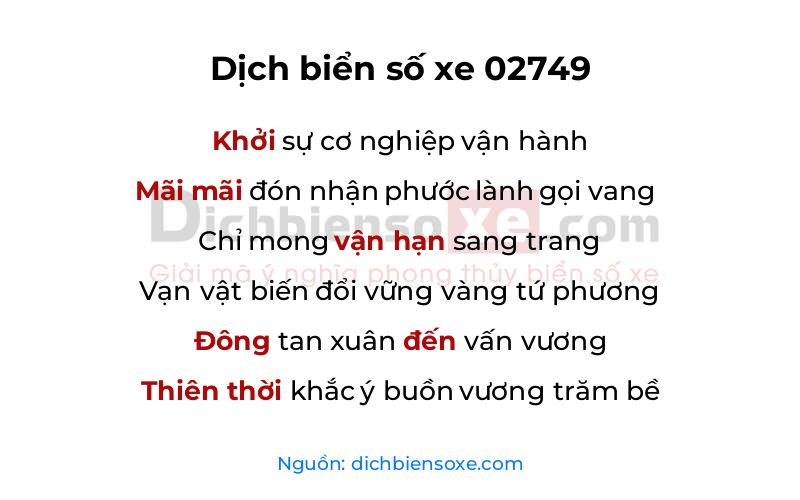 Dịch thơ biển số 02749