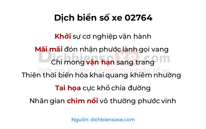 Dịch thơ biển số 02764