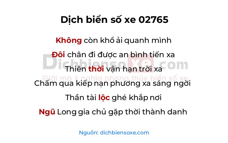 Dịch thơ biển số 02765
