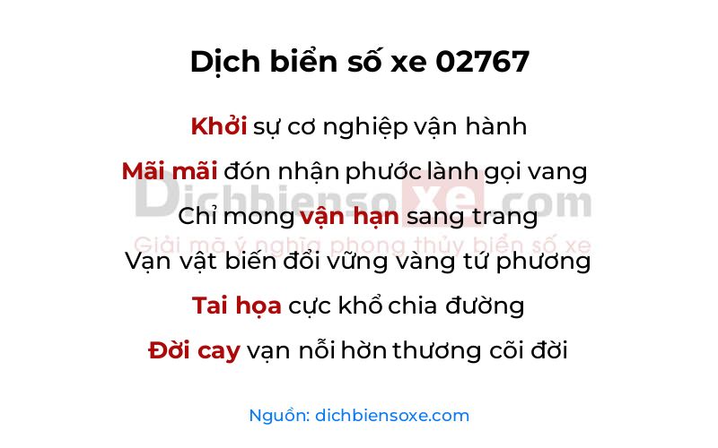 Dịch thơ biển số 02767