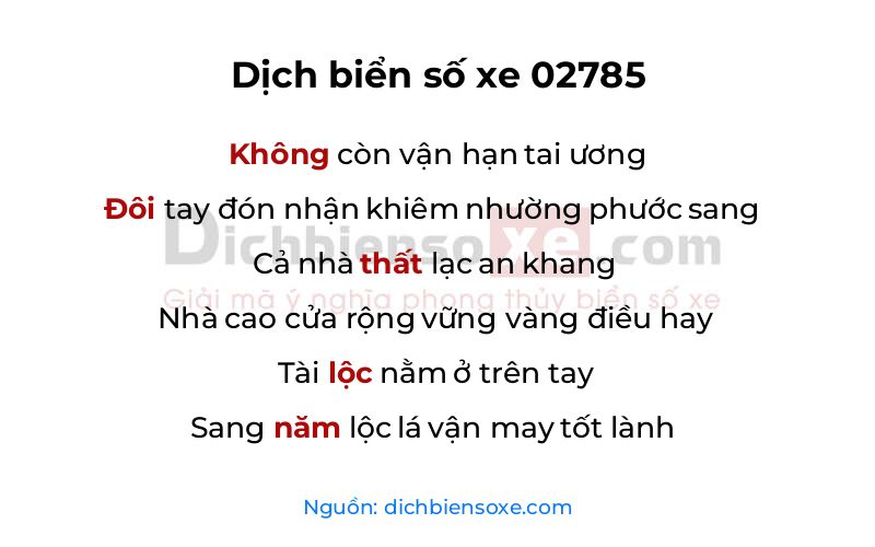 Dịch thơ biển số 02785