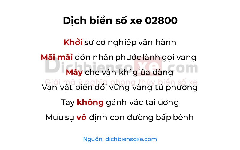 Dịch thơ biển số 02800