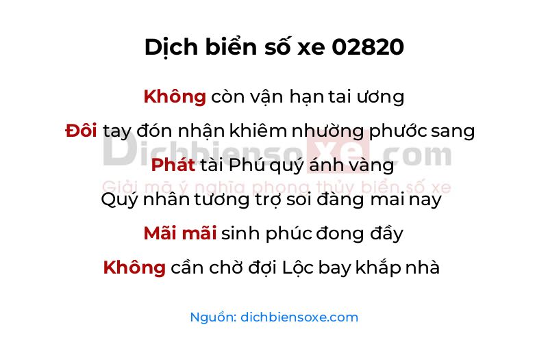 Dịch thơ biển số 02820