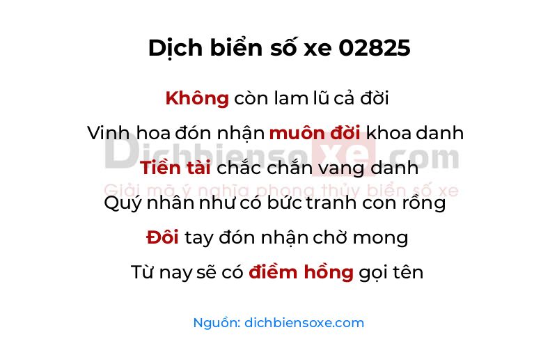 Dịch thơ biển số 02825