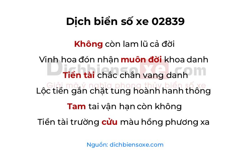 Dịch thơ biển số 02839