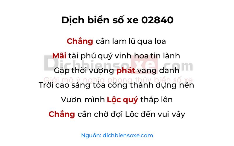 Dịch thơ biển số 02840