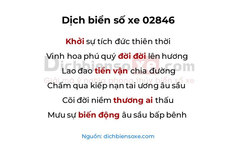 Dịch thơ biển số 02846