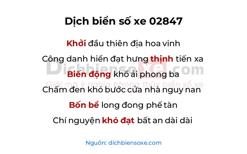 Dịch thơ biển số 02847