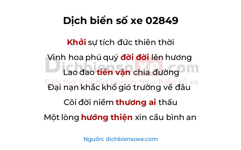 Dịch thơ biển số 02849