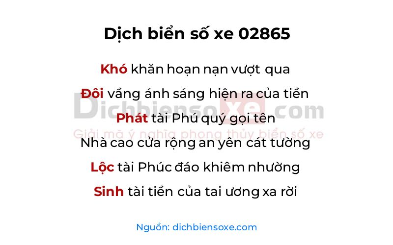 Dịch thơ biển số 02865