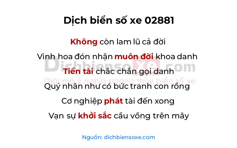 Dịch thơ biển số 02881
