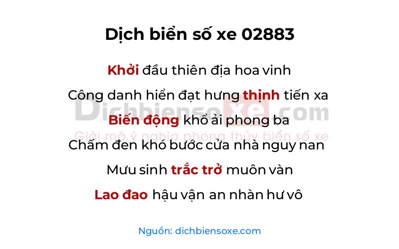 Dịch thơ biển số 02883