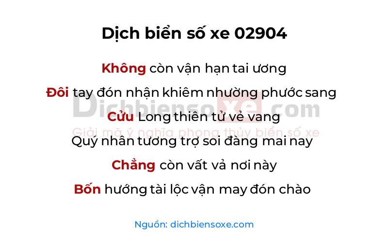 Dịch thơ biển số 02904